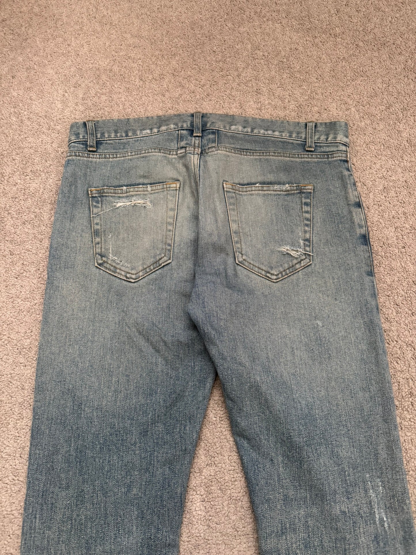FW15 Saint Laurent by Hedi Slimane Crash Distressed D02 Denim Jeans