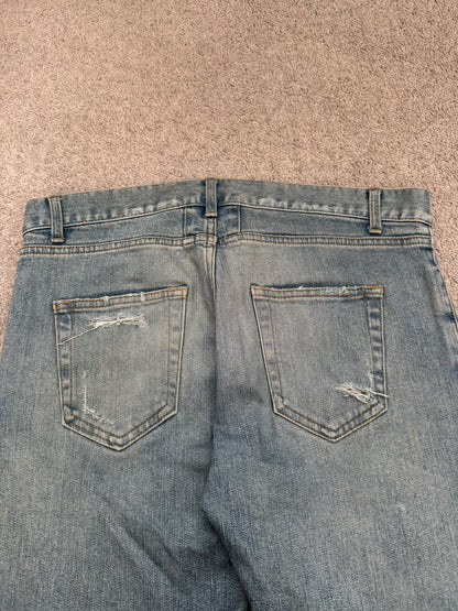 FW15 Saint Laurent by Hedi Slimane Crash Distressed D02 Denim Jeans