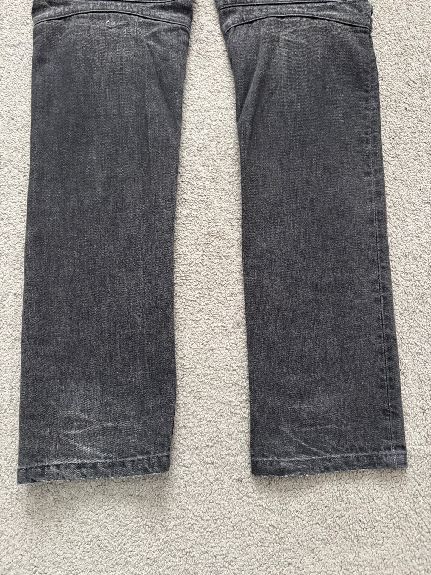 FW14 Balmain by Olivier Rousteing Grey Distressed & Faded Zip Biker Denim Jeans