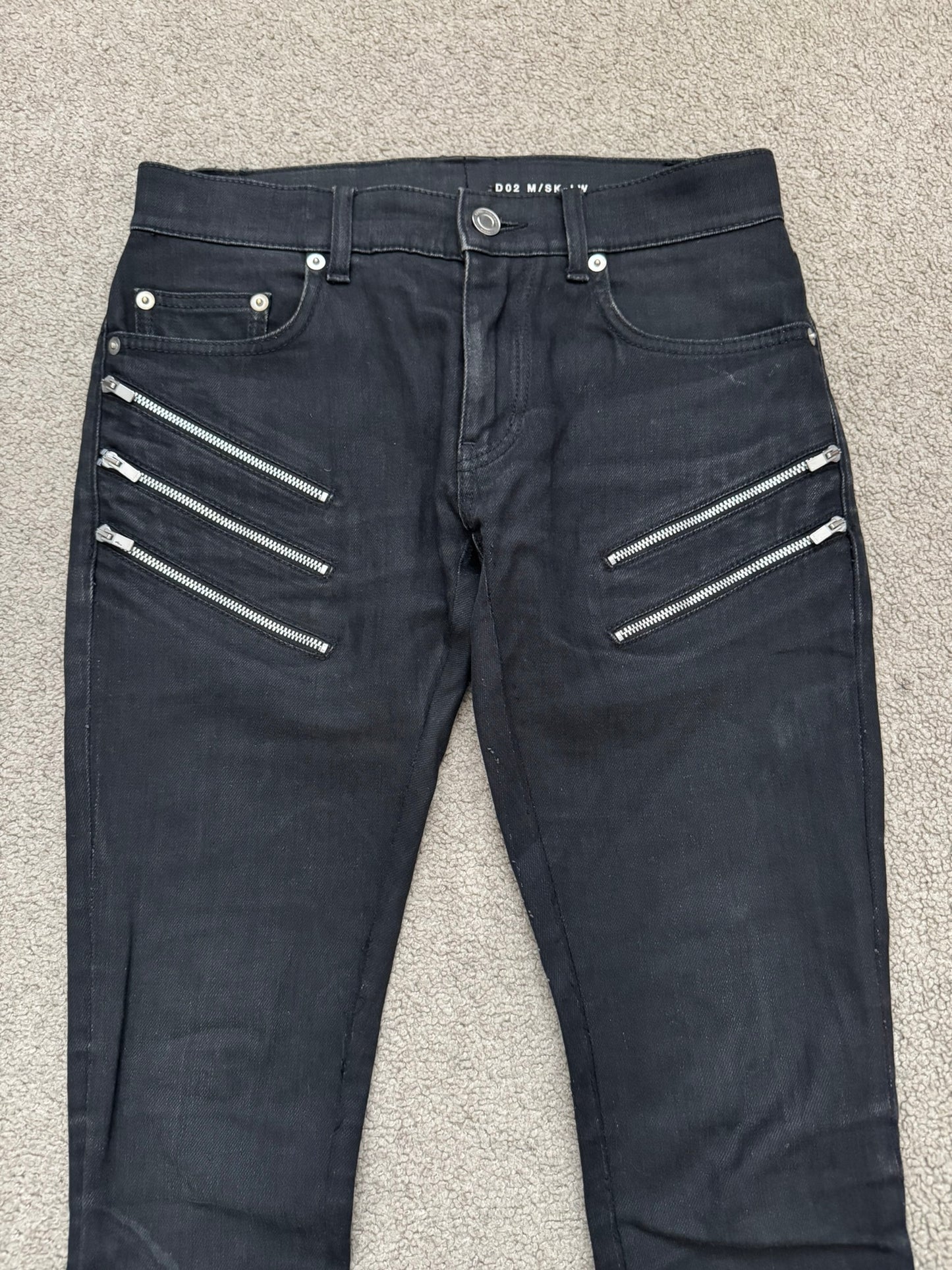 FW15 Saint Laurent by Hedi Slimane 5 Zip Biker D02 Denim Jeans
