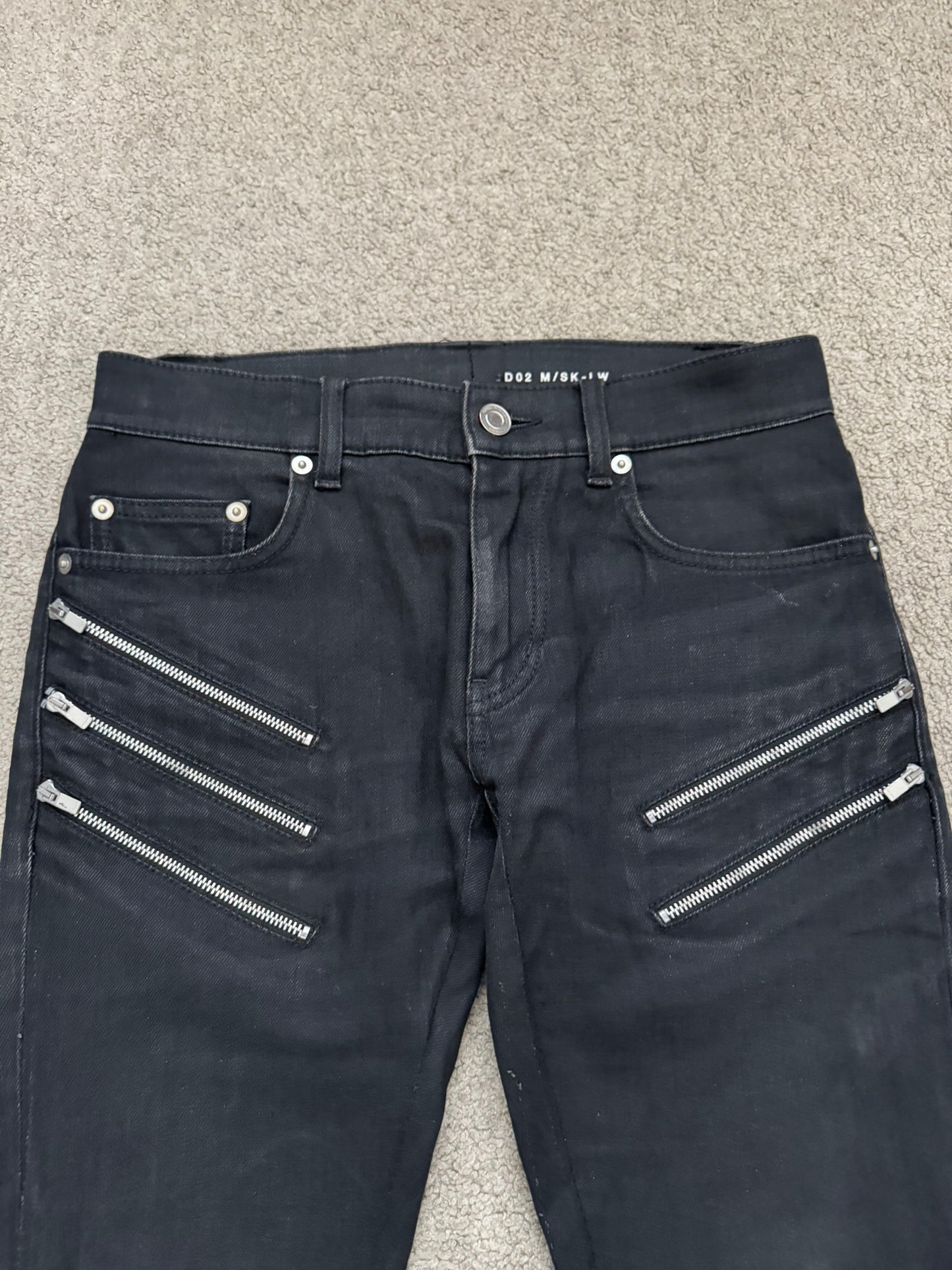 FW15 Saint Laurent by Hedi Slimane 5 Zip Biker D02 Denim Jeans