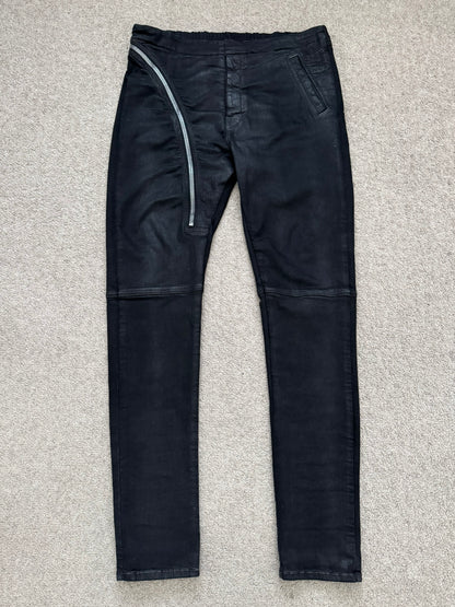SS24 Rick Owens DRKSHDW "Lido" Black Waxed Aircut Denim Jeans