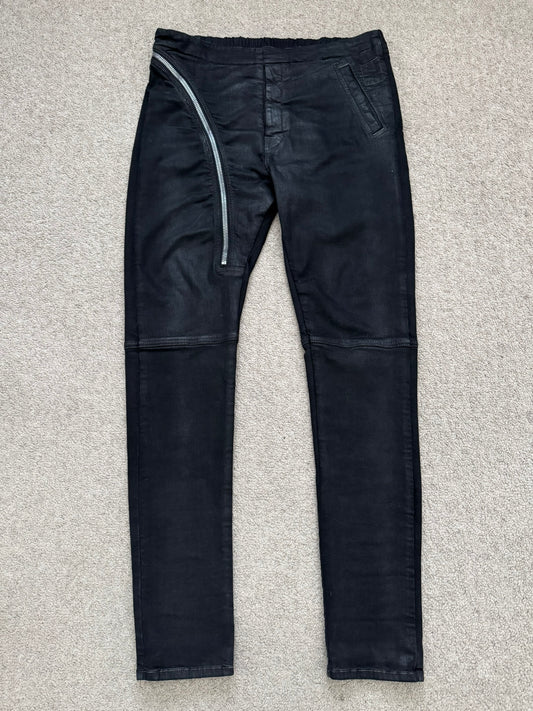 SS24 Rick Owens DRKSHDW "Lido" Black Waxed Aircut Denim Jeans