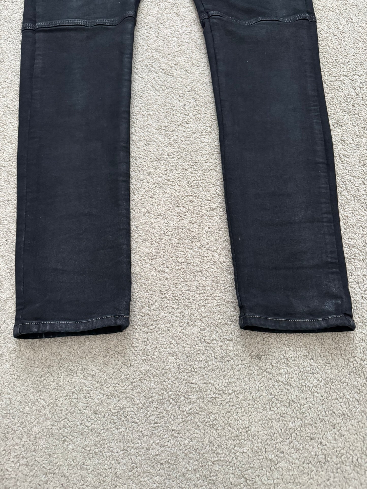 SS24 Rick Owens DRKSHDW "Lido" Black Waxed Aircut Denim Jeans