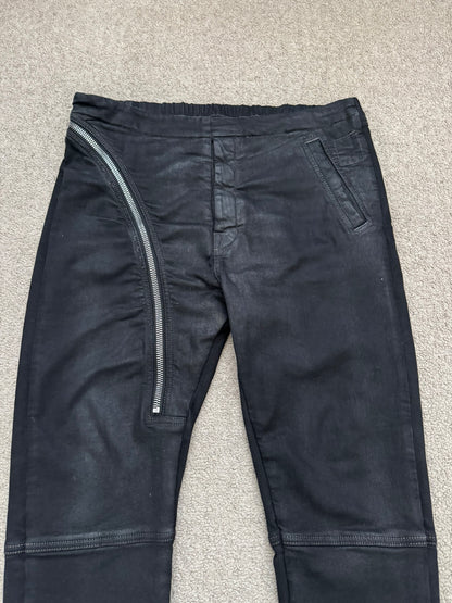 SS24 Rick Owens DRKSHDW "Lido" Black Waxed Aircut Denim Jeans