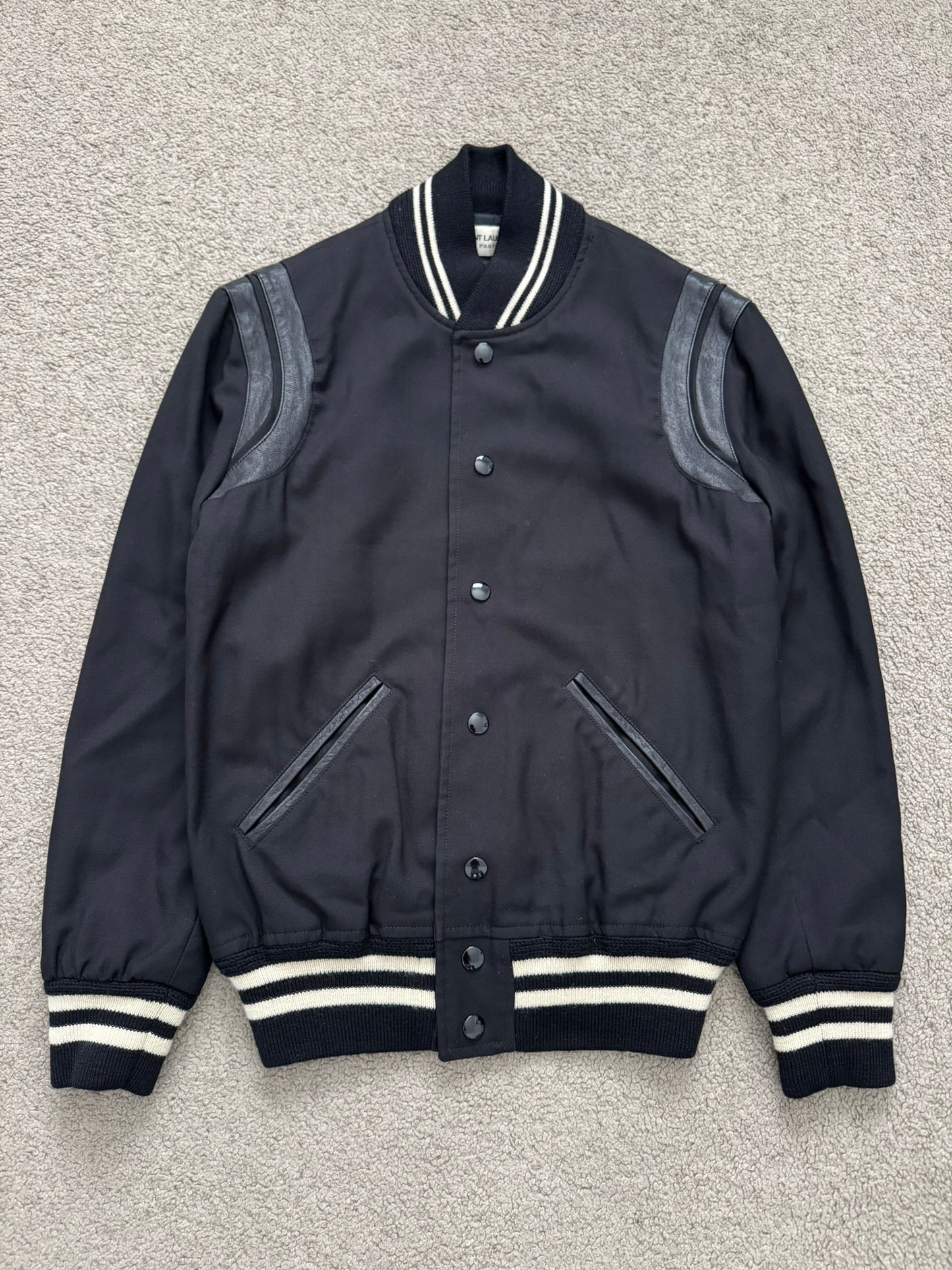 FW14 Saint Laurent by Hedi Slimane Teddy Varsity Bomber Jacket