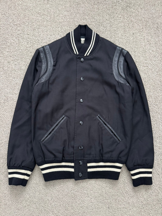 FW14 Saint Laurent by Hedi Slimane Teddy Varsity Bomber Jacket