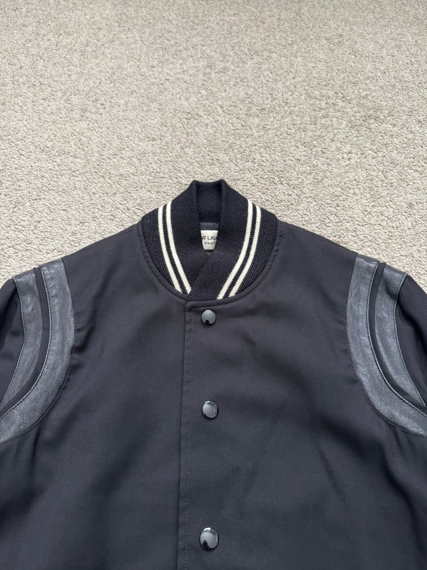 FW14 Saint Laurent by Hedi Slimane Teddy Varsity Bomber Jacket
