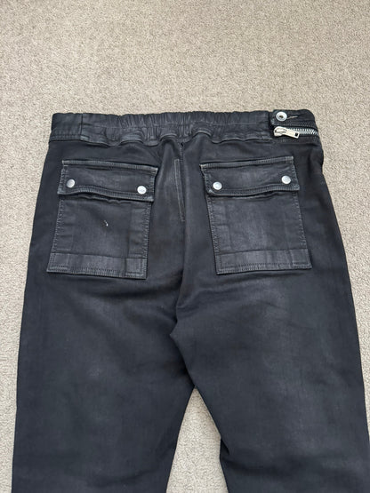 SS24 Rick Owens DRKSHDW "Lido" Black Waxed Aircut Denim Jeans
