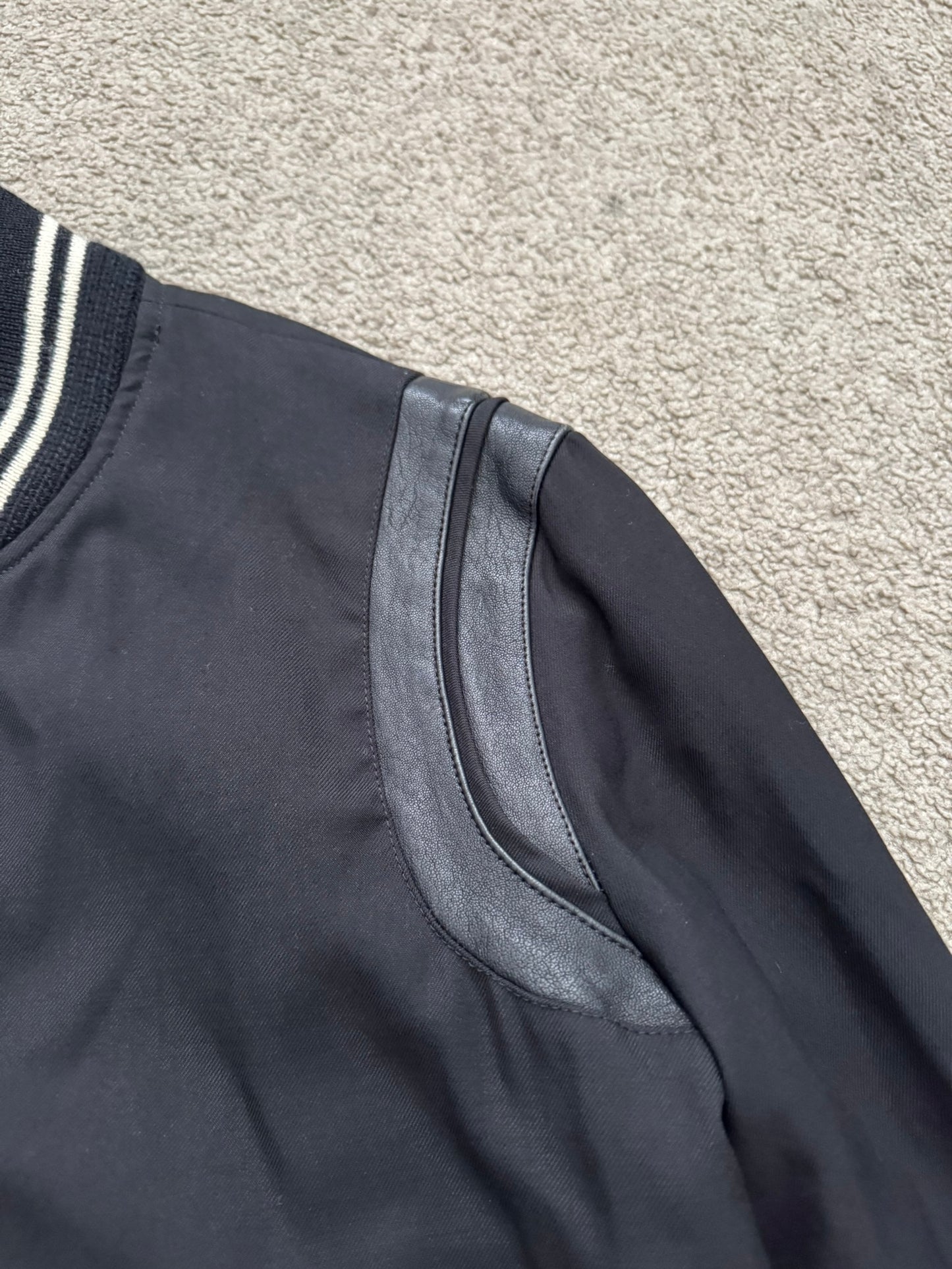 FW14 Saint Laurent by Hedi Slimane Teddy Varsity Bomber Jacket