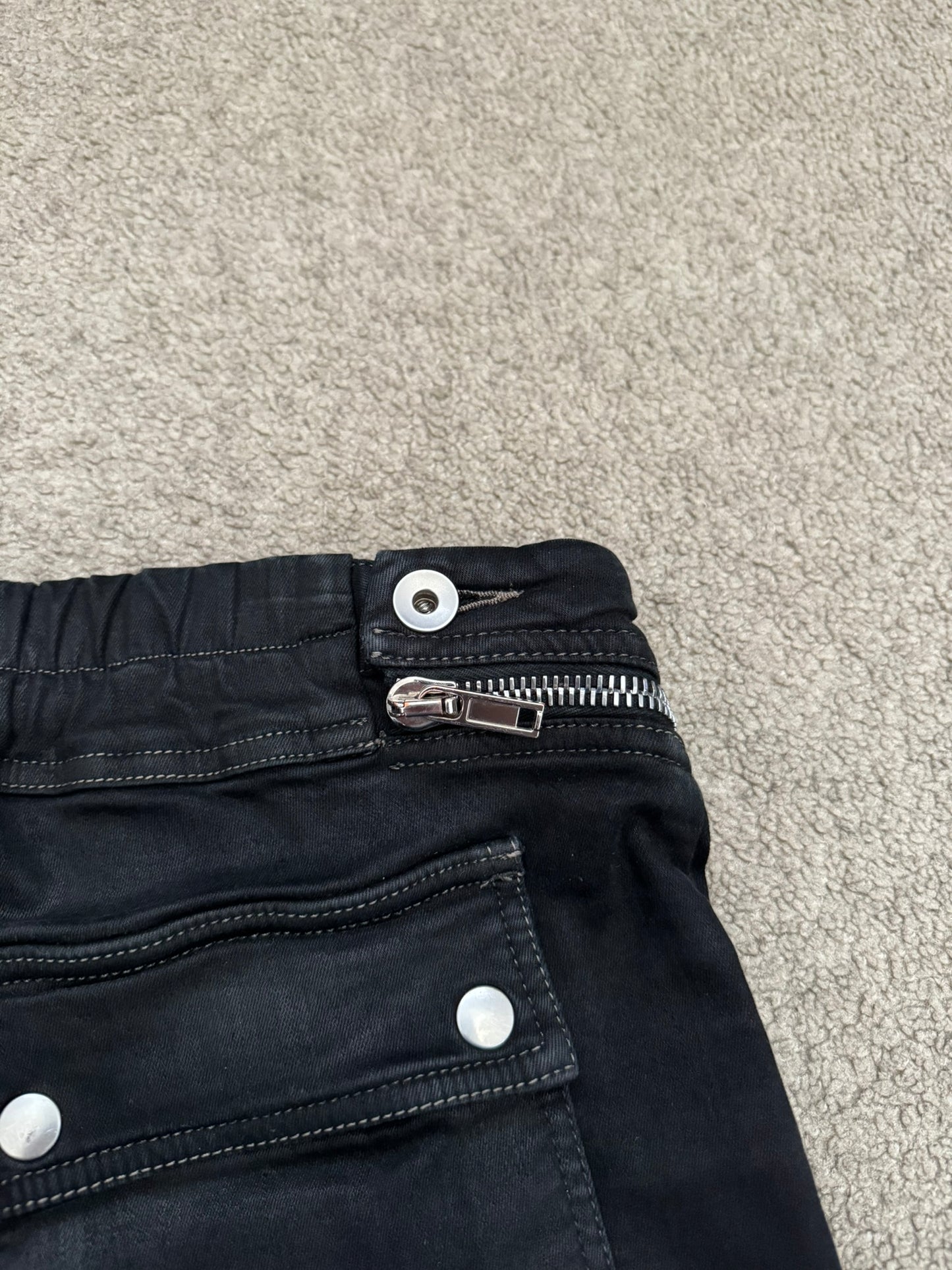 SS24 Rick Owens DRKSHDW "Lido" Black Waxed Aircut Denim Jeans