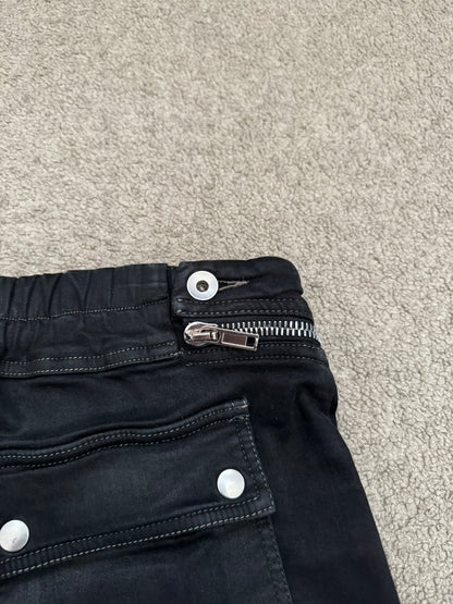 SS24 Rick Owens DRKSHDW "Lido" Black Waxed Aircut Denim Jeans