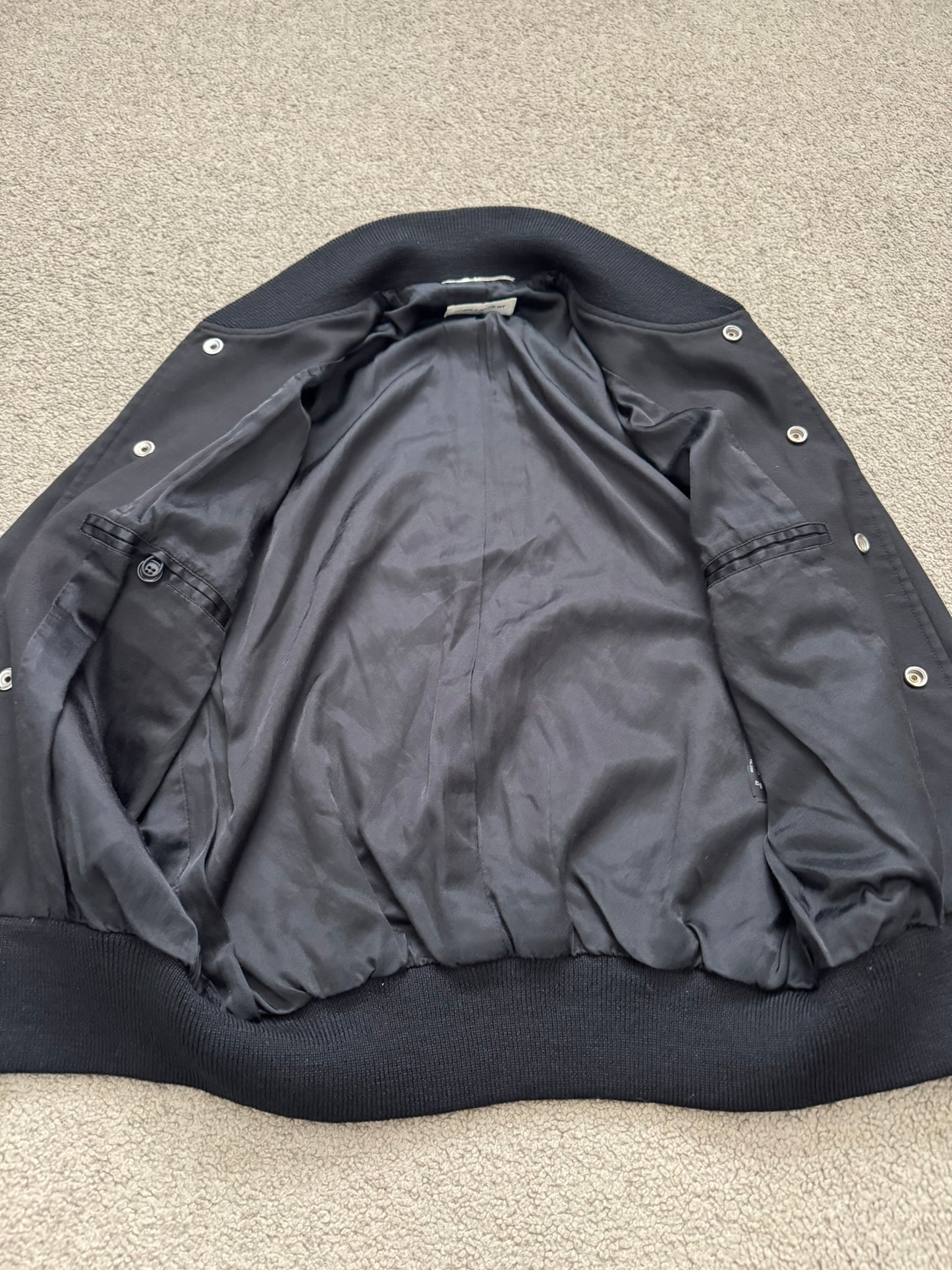 FW14 Saint Laurent by Hedi Slimane Teddy Varsity Bomber Jacket