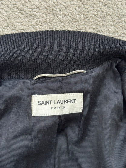 FW14 Saint Laurent by Hedi Slimane Teddy Varsity Bomber Jacket