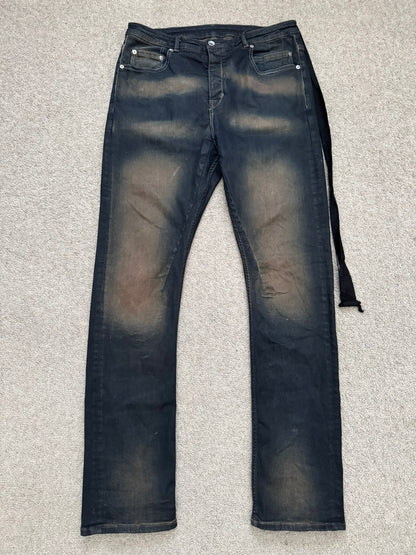 FW23 Rick Owens DRKSHDW Mud Wash Detroit Cut Denim Jeans