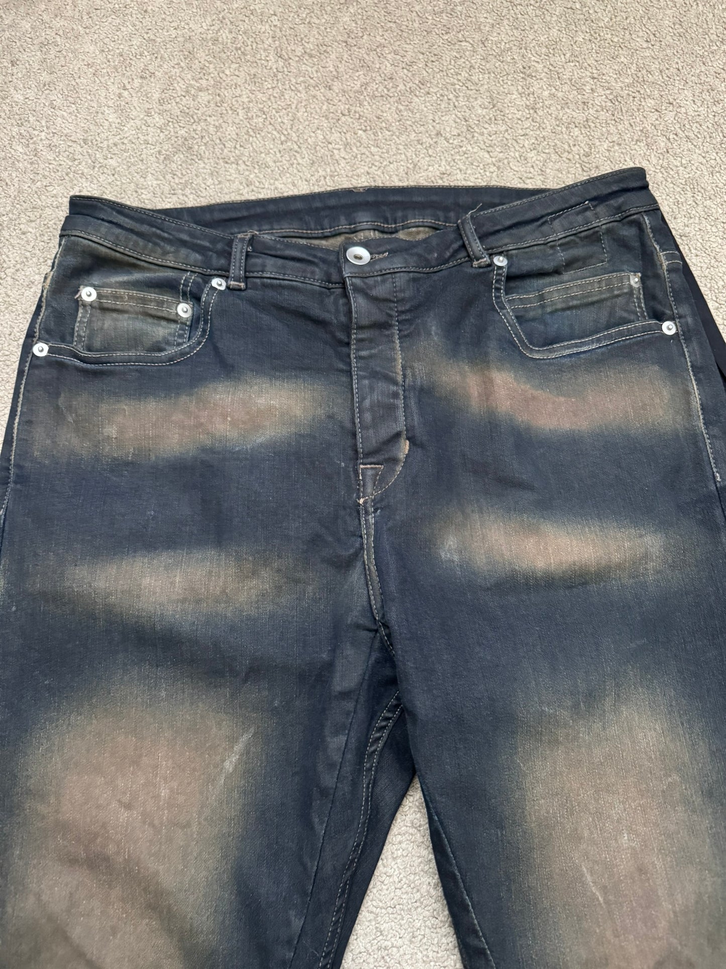 FW23 Rick Owens DRKSHDW Mud Wash Detroit Cut Denim Jeans