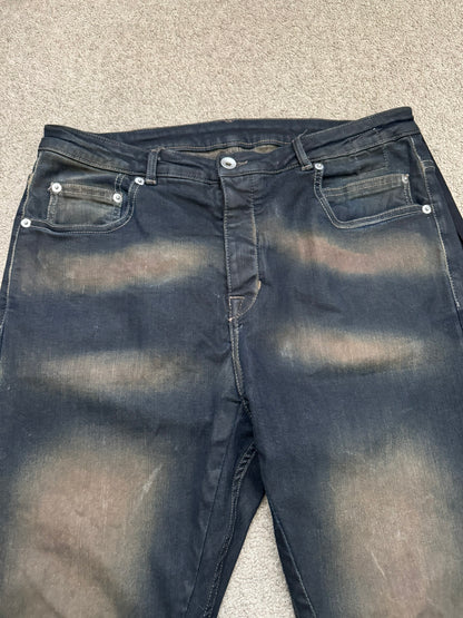 FW23 Rick Owens DRKSHDW Mud Wash Detroit Cut Denim Jeans