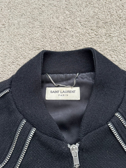 FW15 Saint Laurent by Hedi Slimane Zipper Teddy Varsity Bomber Jacket