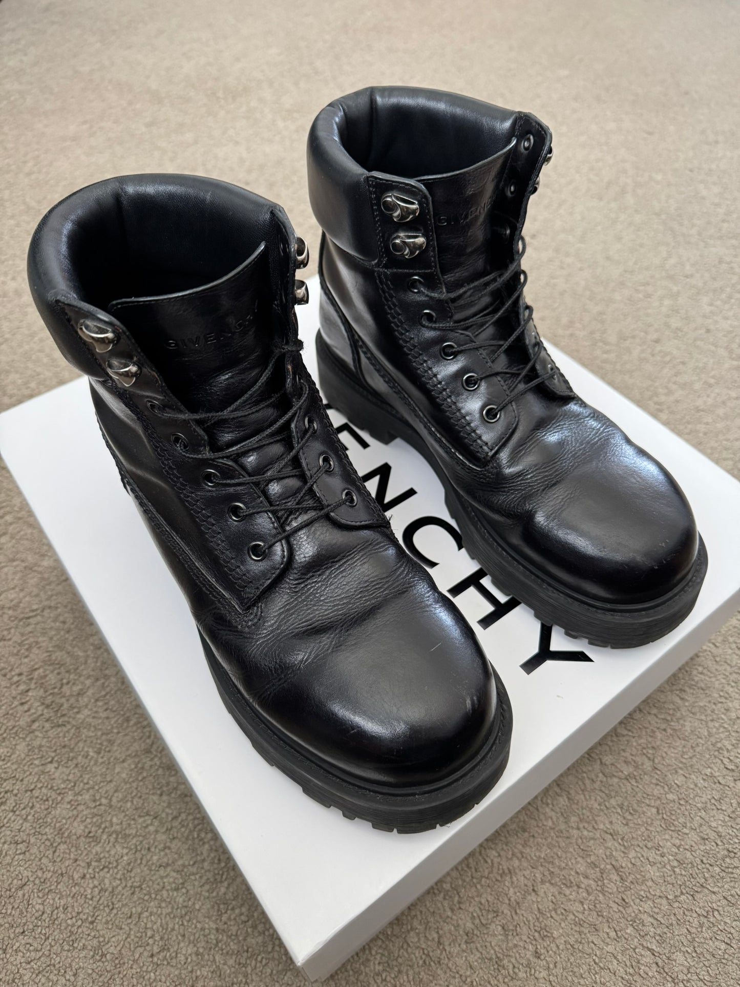 FW23 Givenchy "Timberland" Black Leather Ankle Work Boots