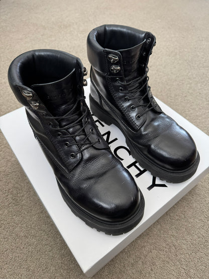 FW23 Givenchy "Timberland" Black Leather Ankle Work Boots