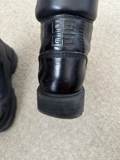 FW23 Givenchy "Timberland" Black Leather Ankle Work Boots