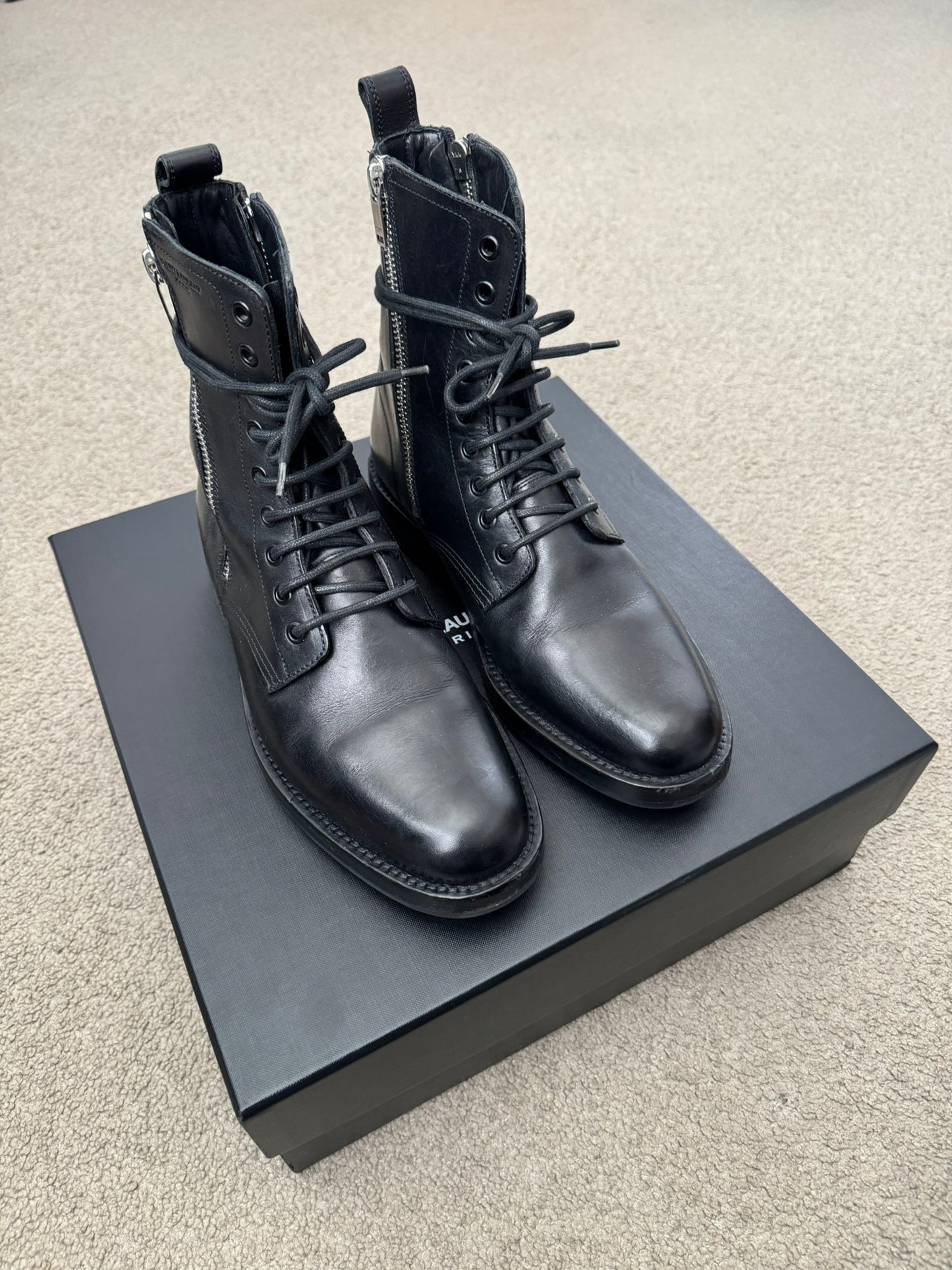 FW14 Saint Laurent by Hedi Slimane Ranger Dual Zip Combat Boots