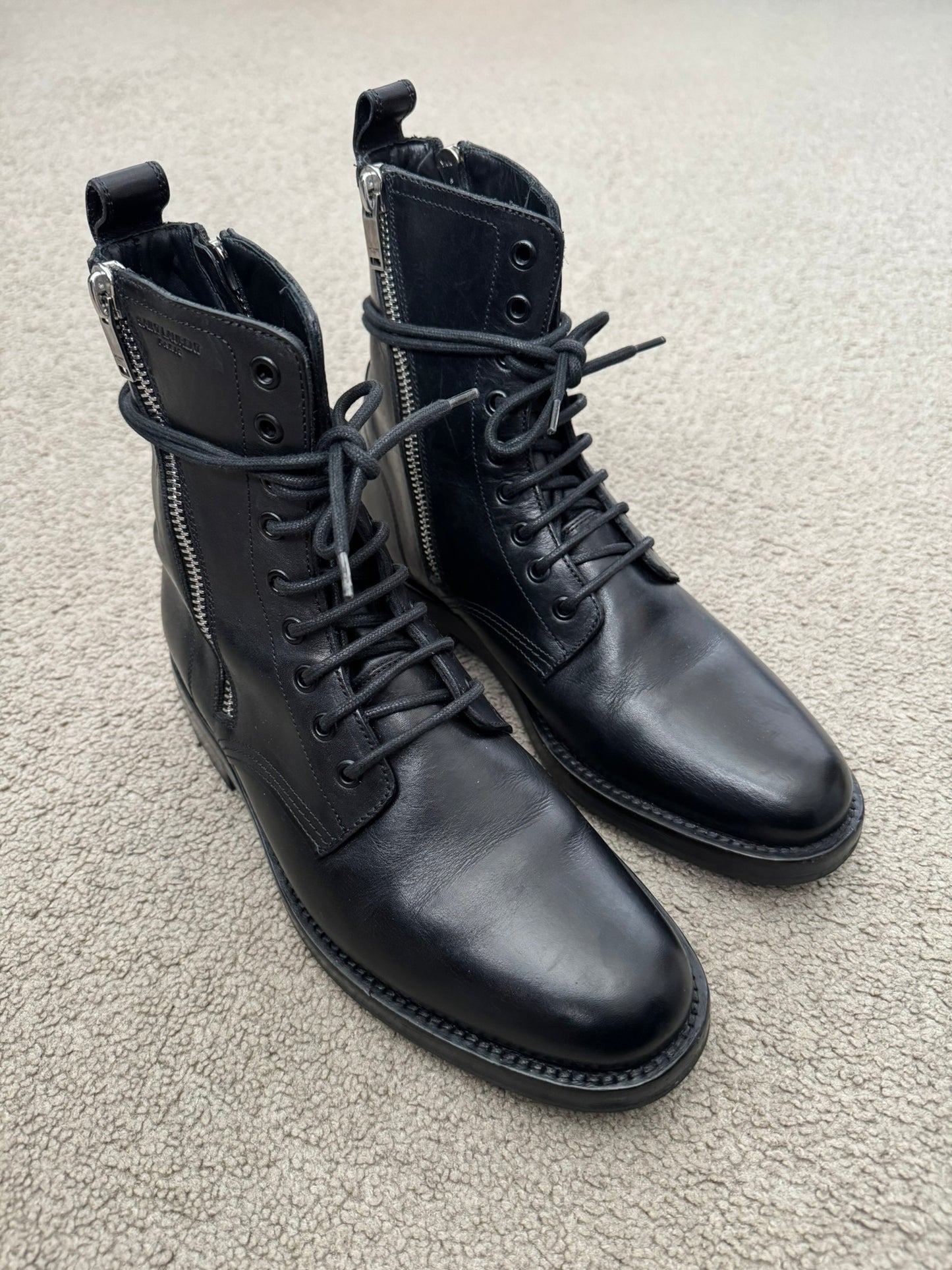 FW14 Saint Laurent by Hedi Slimane Ranger Dual Zip Combat Boots
