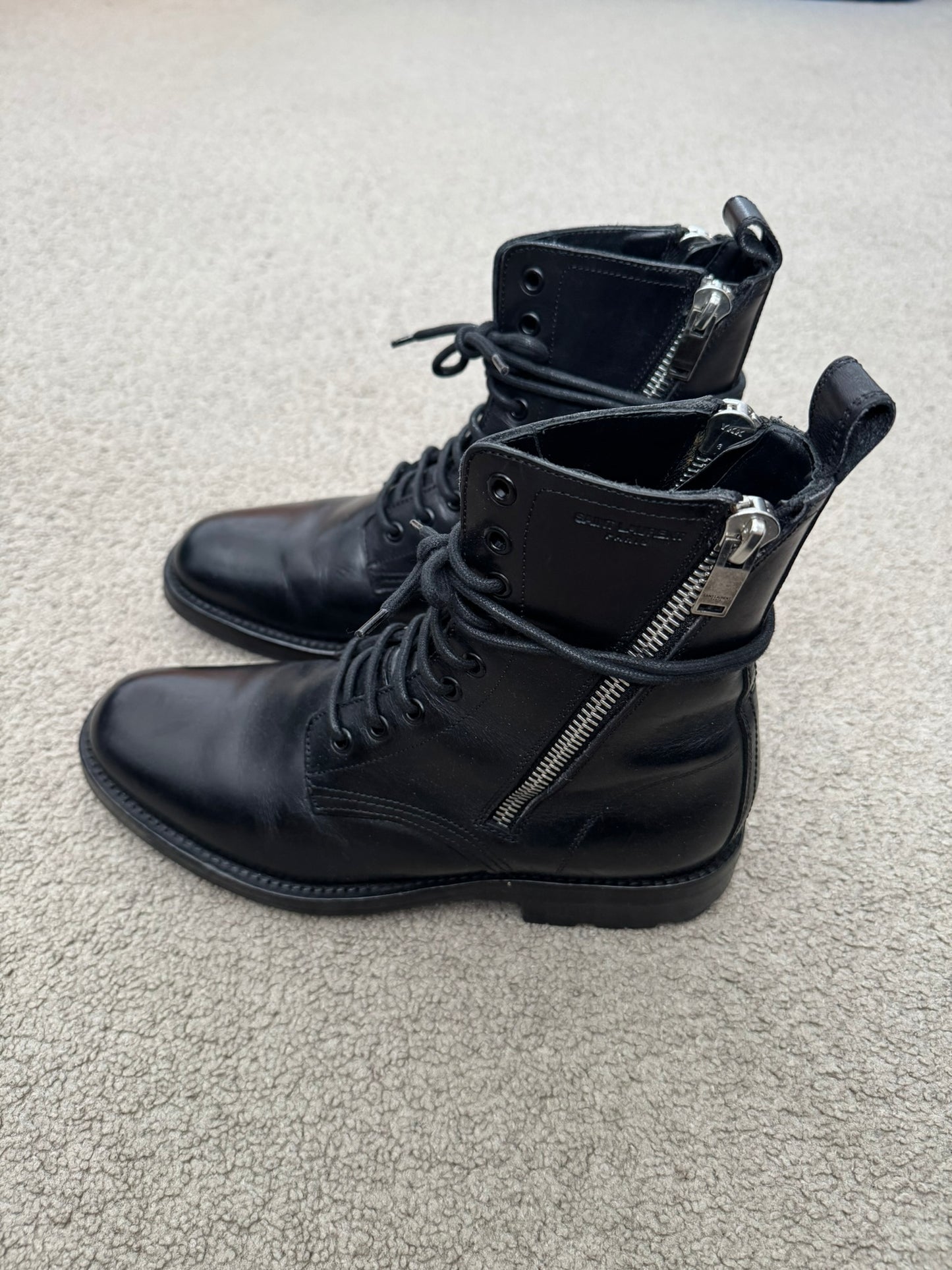 FW14 Saint Laurent by Hedi Slimane Ranger Dual Zip Combat Boots