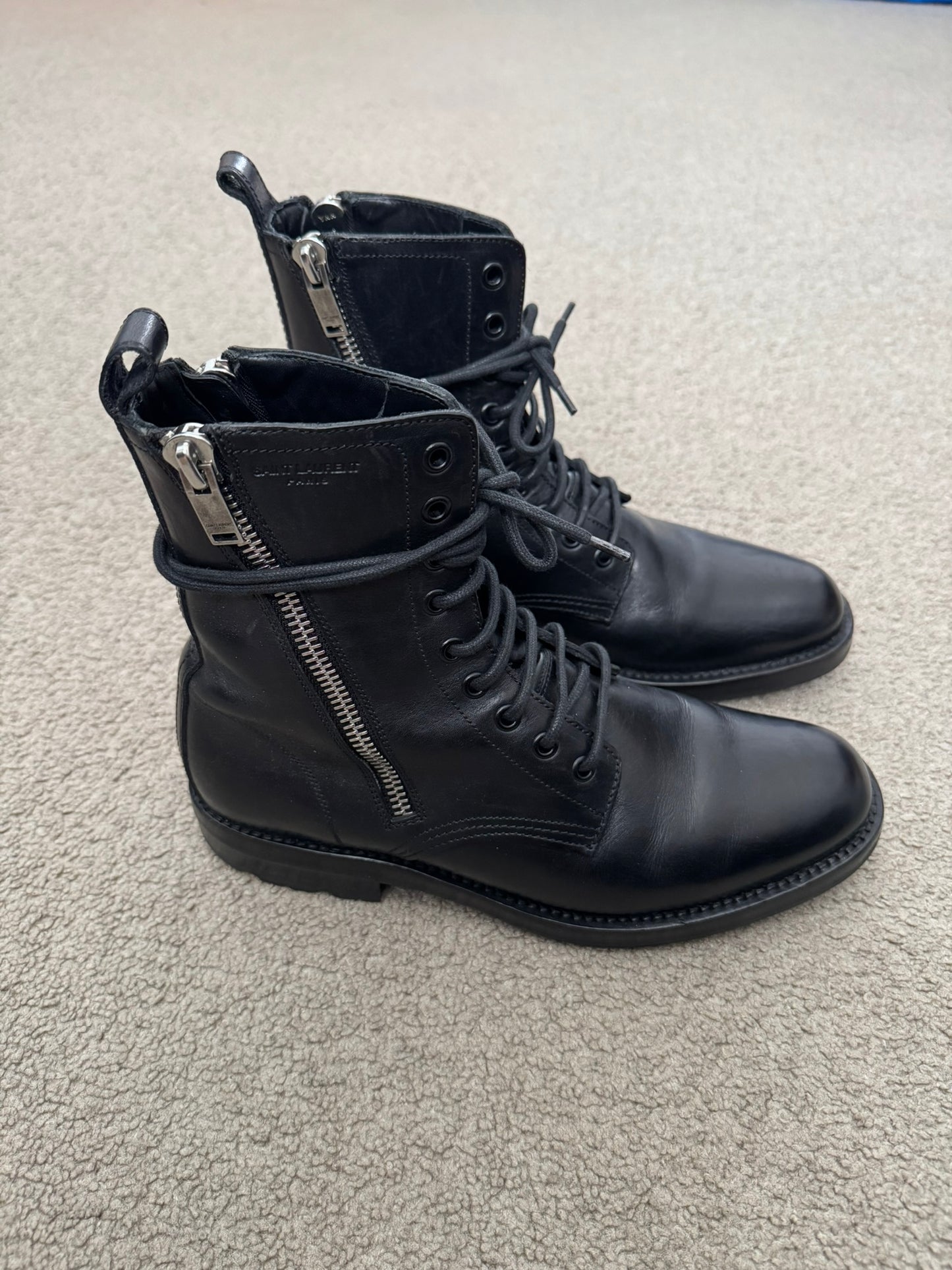 FW14 Saint Laurent by Hedi Slimane Ranger Dual Zip Combat Boots