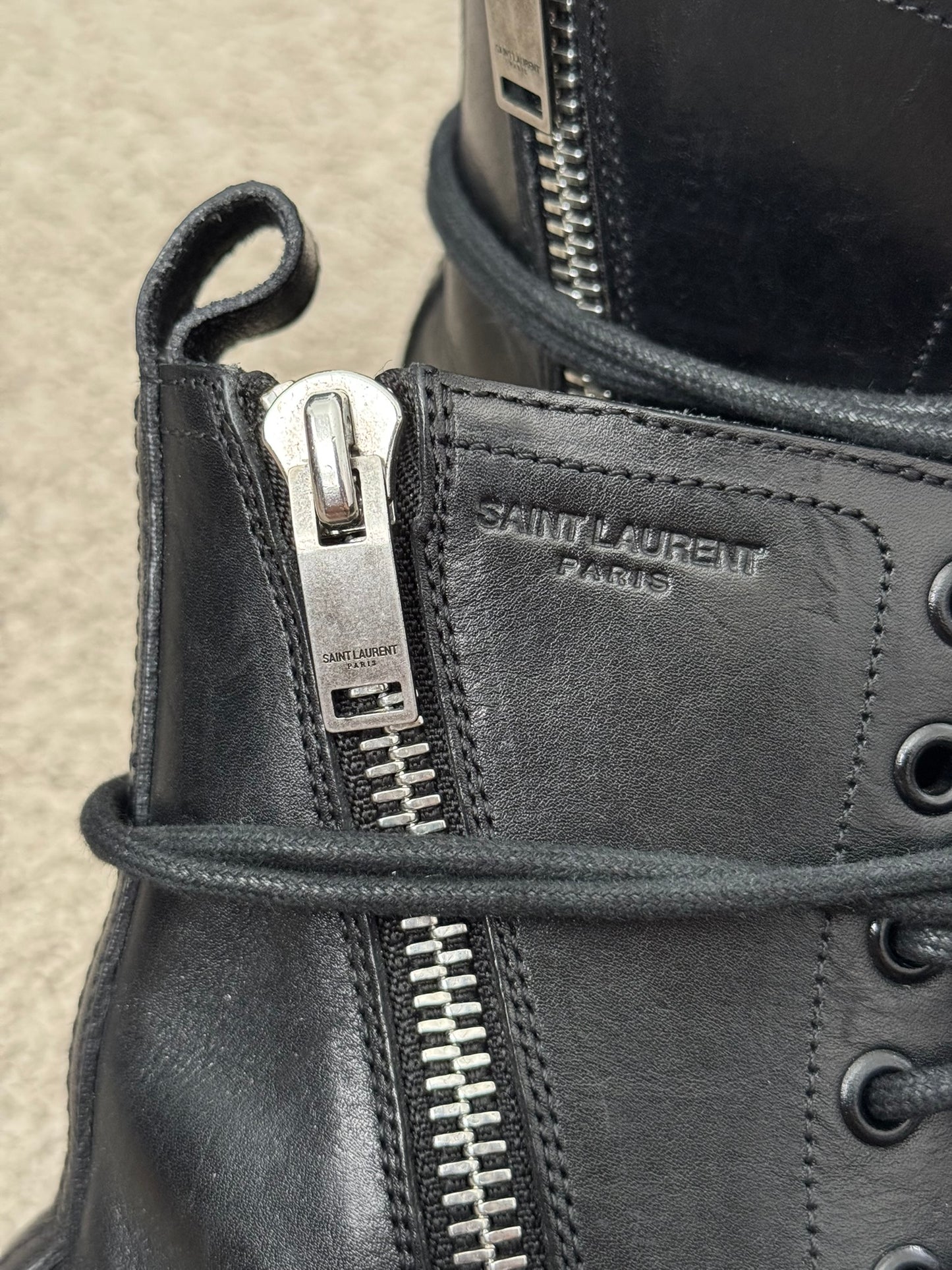 FW14 Saint Laurent by Hedi Slimane Ranger Dual Zip Combat Boots