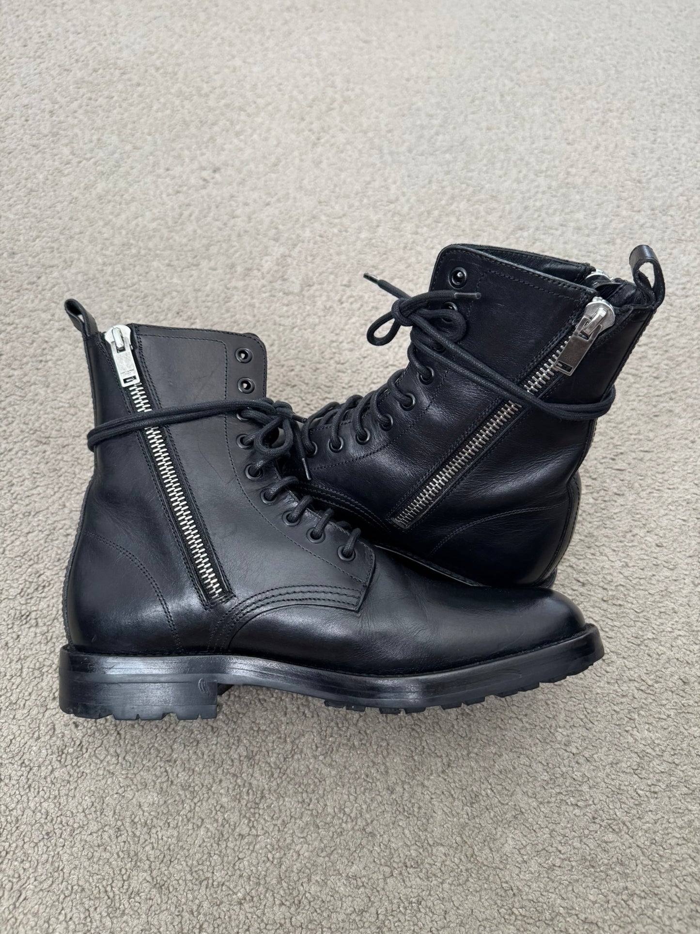 FW14 Saint Laurent by Hedi Slimane Ranger Dual Zip Combat Boots