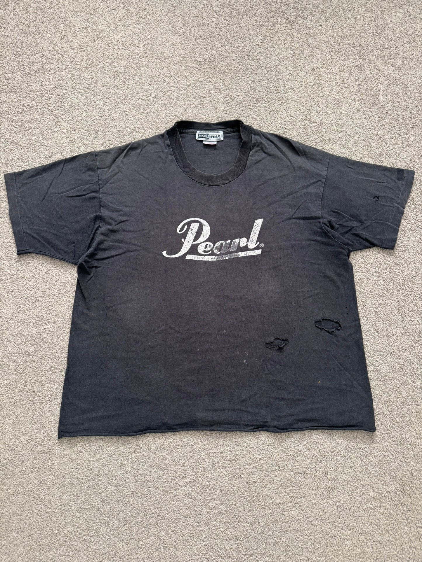 1990s Vintage Pearl Drums Distressed Thrashed T Shirt
