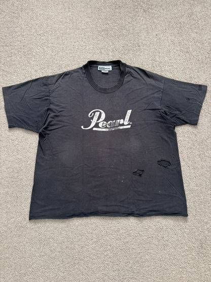 1990s Vintage Pearl Drums Distressed Thrashed T Shirt