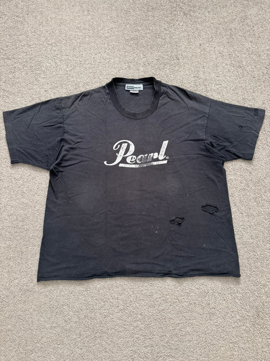 1990s Vintage Pearl Drums Distressed Thrashed T Shirt
