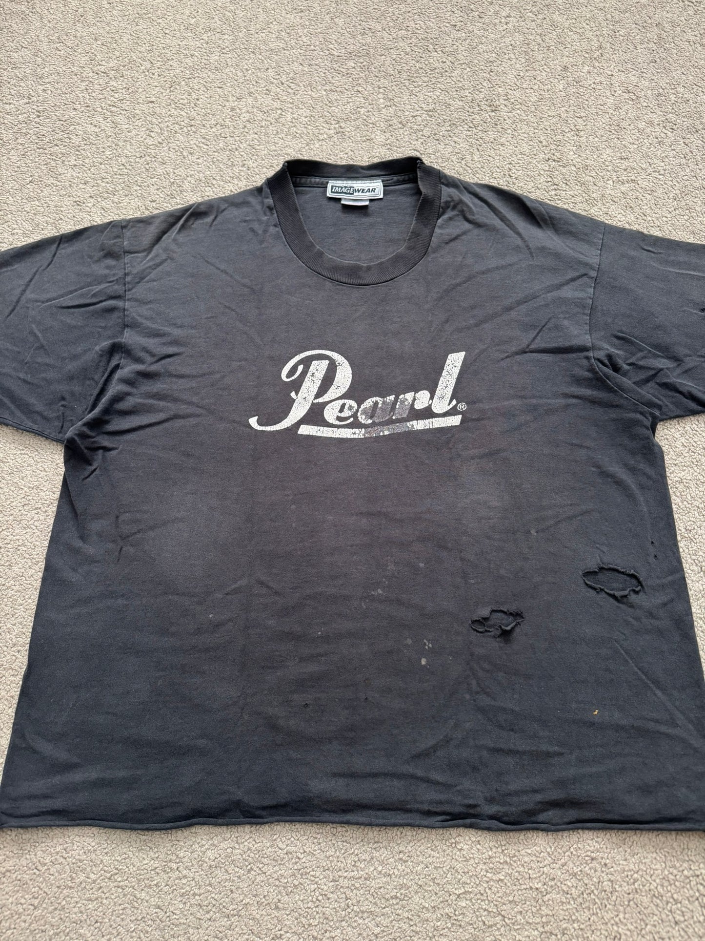 1990s Vintage Pearl Drums Distressed Thrashed T Shirt