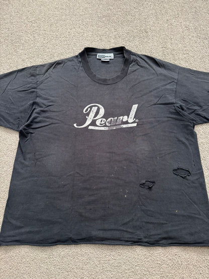 1990s Vintage Pearl Drums Distressed Thrashed T Shirt