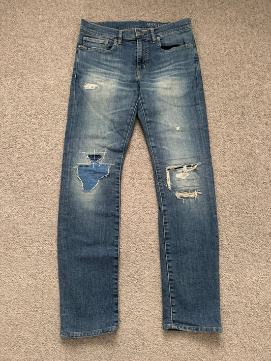 Hysteric Glamour Distressed Patch Studded Denim Jeans