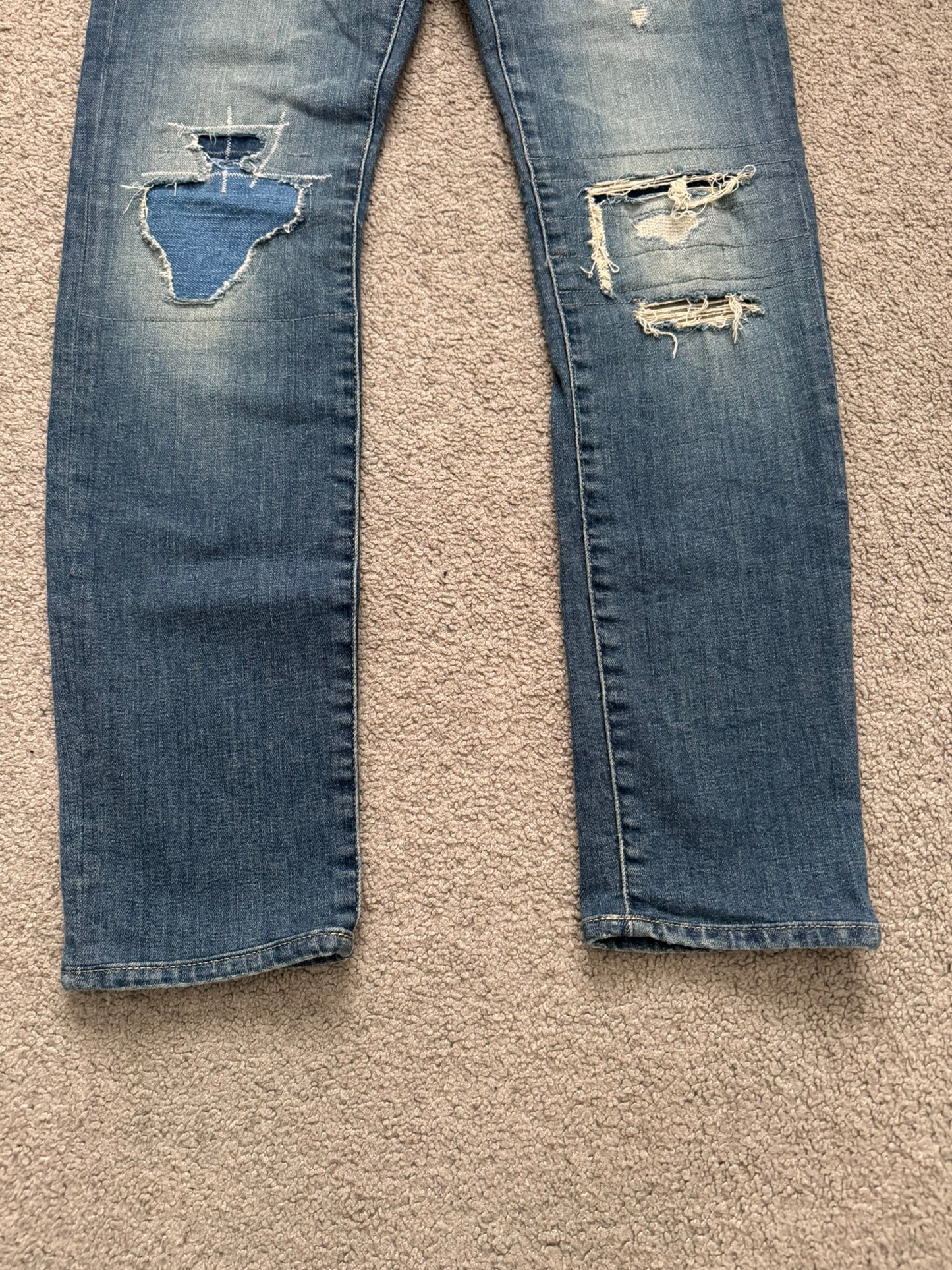 Hysteric Glamour Distressed Patch Studded Denim Jeans