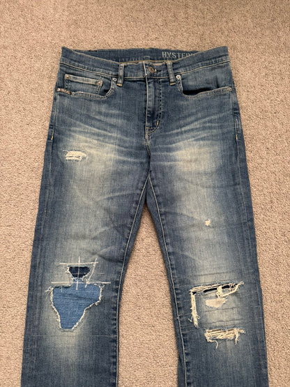 Hysteric Glamour Distressed Patch Studded Denim Jeans