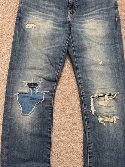 Hysteric Glamour Distressed Patch Studded Denim Jeans