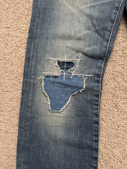 Hysteric Glamour Distressed Patch Studded Denim Jeans