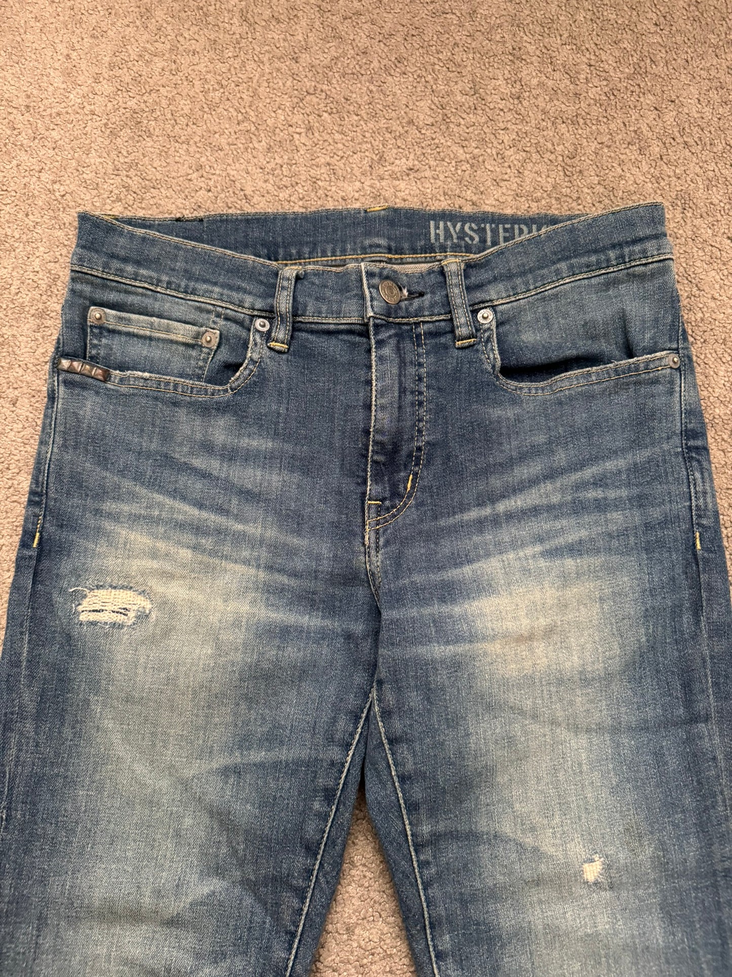 Hysteric Glamour Distressed Patch Studded Denim Jeans