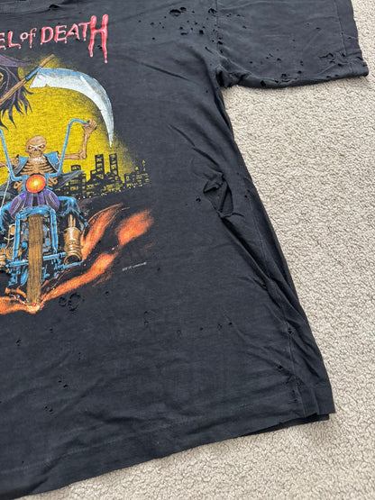 1990s Vintage Angel of Death Biker Distressed Thrashed T Shirt