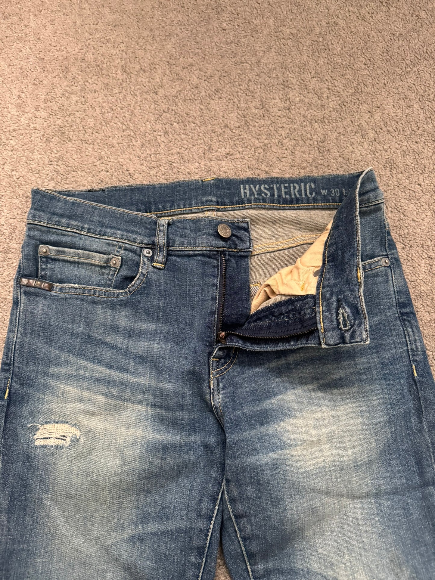 Hysteric Glamour Distressed Patch Studded Denim Jeans