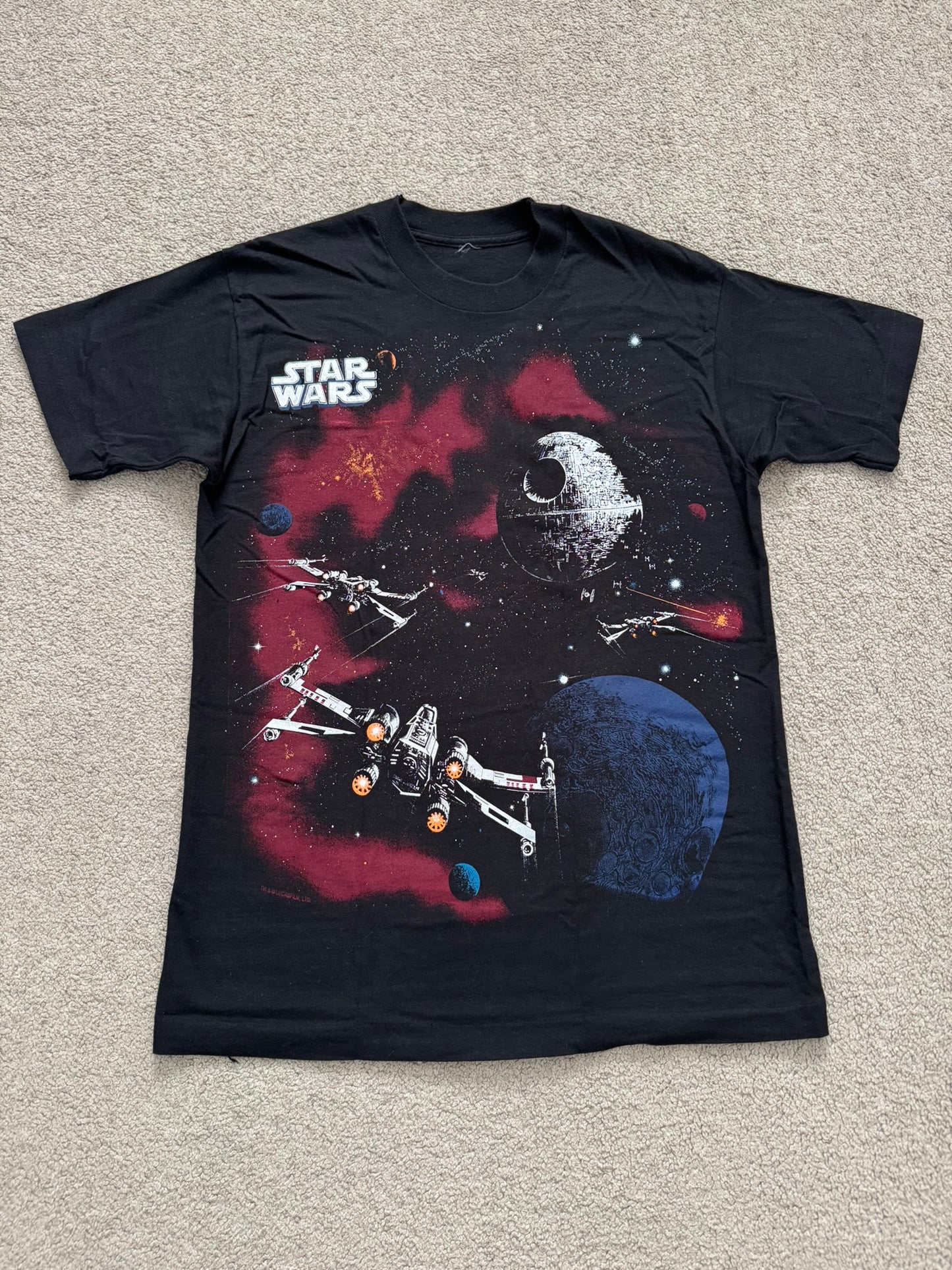 1990s Vintage Star Wars Death Star X-Wing Chrome T Shirt