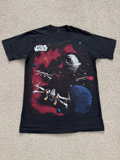 1990s Vintage Star Wars Death Star X-Wing Chrome T Shirt