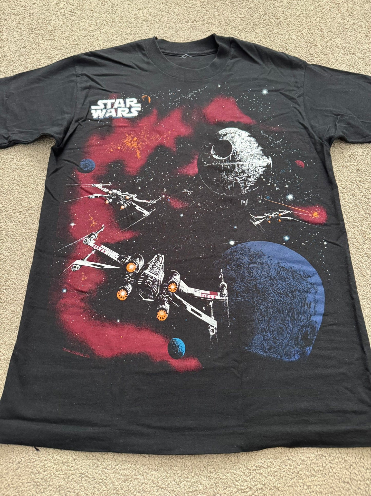 1990s Vintage Star Wars Death Star X-Wing Chrome T Shirt
