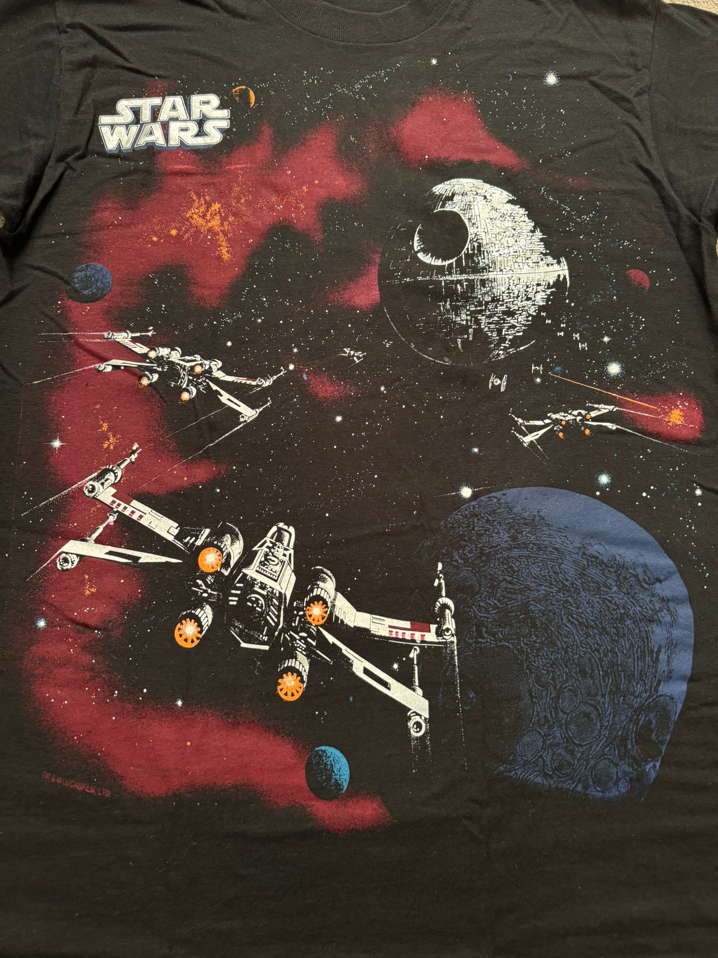 1990s Vintage Star Wars Death Star X-Wing Chrome T Shirt