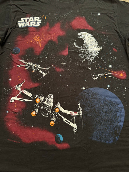 1990s Vintage Star Wars Death Star X-Wing Chrome T Shirt
