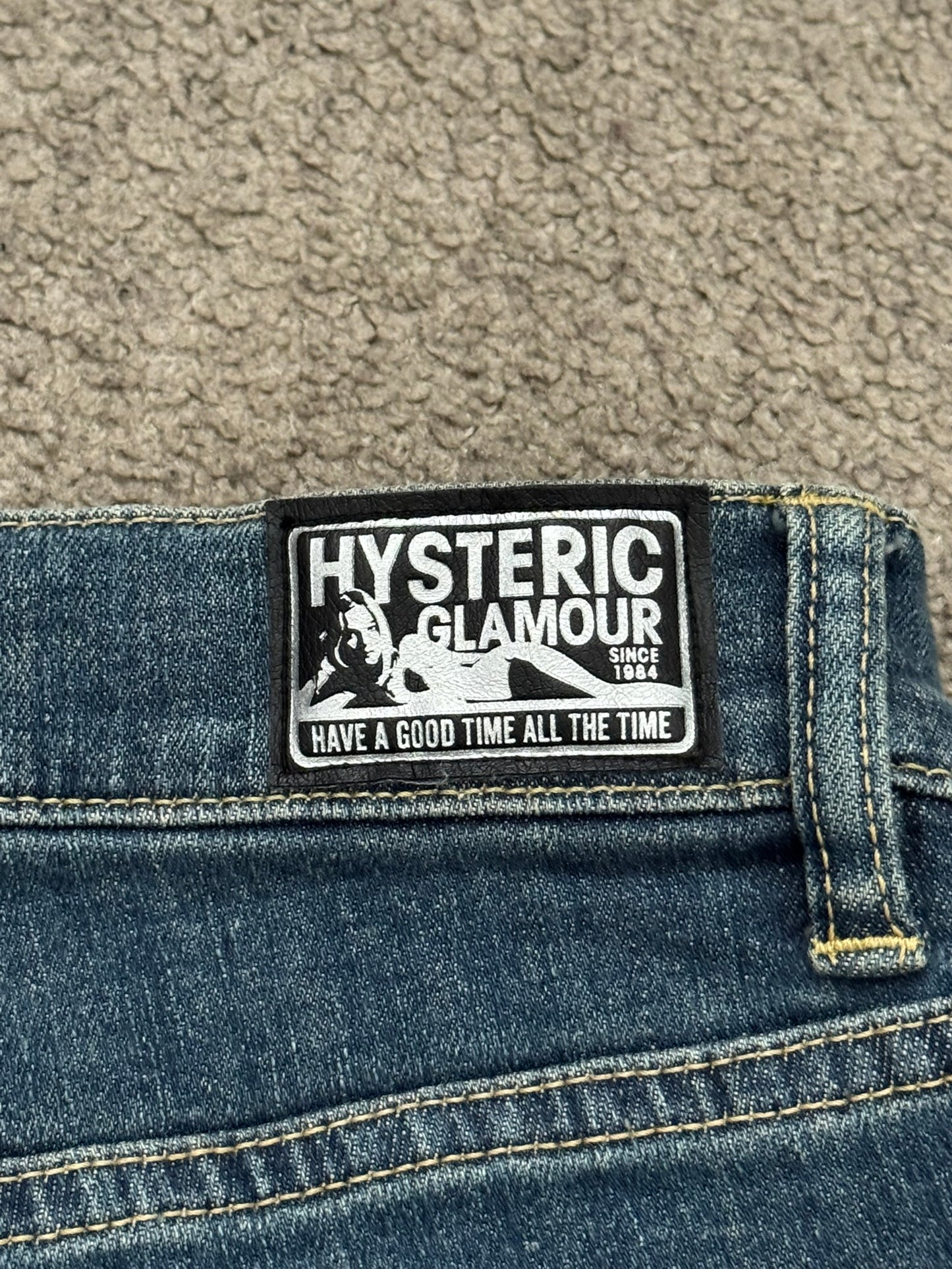 Hysteric Glamour Distressed Patch Studded Denim Jeans